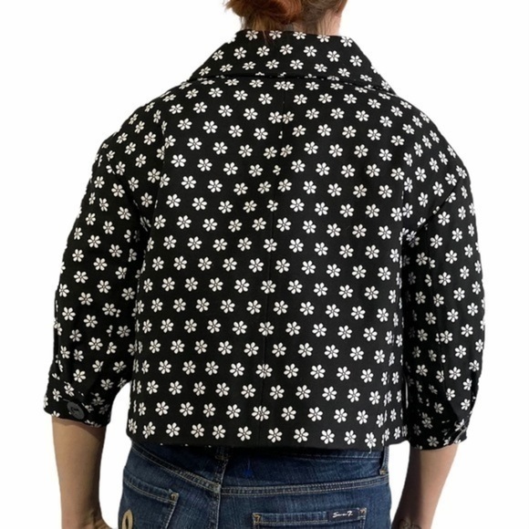 W BY WORTH Black White Floral Blazer 6 - Picture 3 of 13